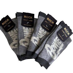 David Bowie Crew Socks Rock Junk Food OSFM Gray Monochrome Music Lot of 4  NEW